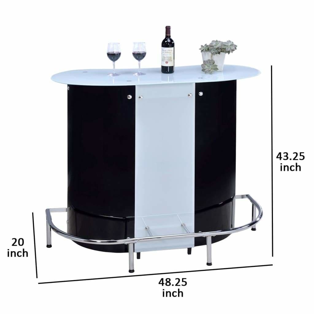 Contemporary Bar Unit With Frosted Glass Top White And Black CCA-100654