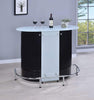 Contemporary Bar Unit With Frosted Glass Top, White And Black