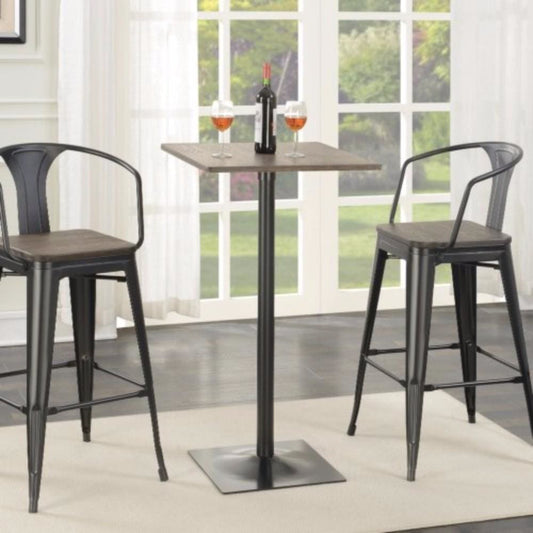Industrial Square Metal Bar Table With Wooden Top, Black By Coaster