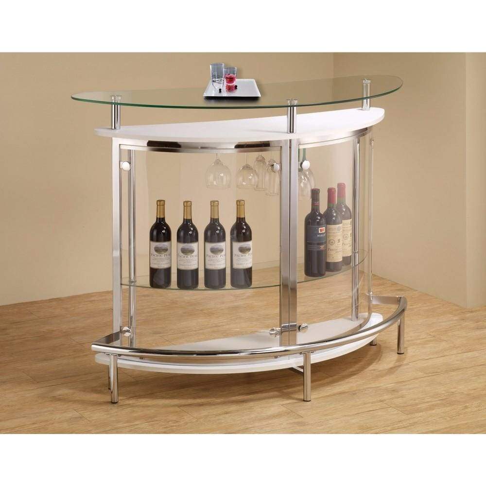 Contemporary Bar Unit with Clear Acrylic Front , White