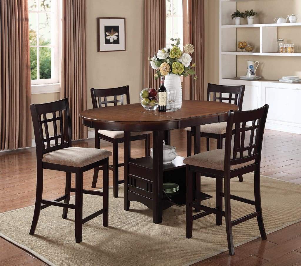 Dual-Tone Counter Height Dining Table With Storage Base, Brown