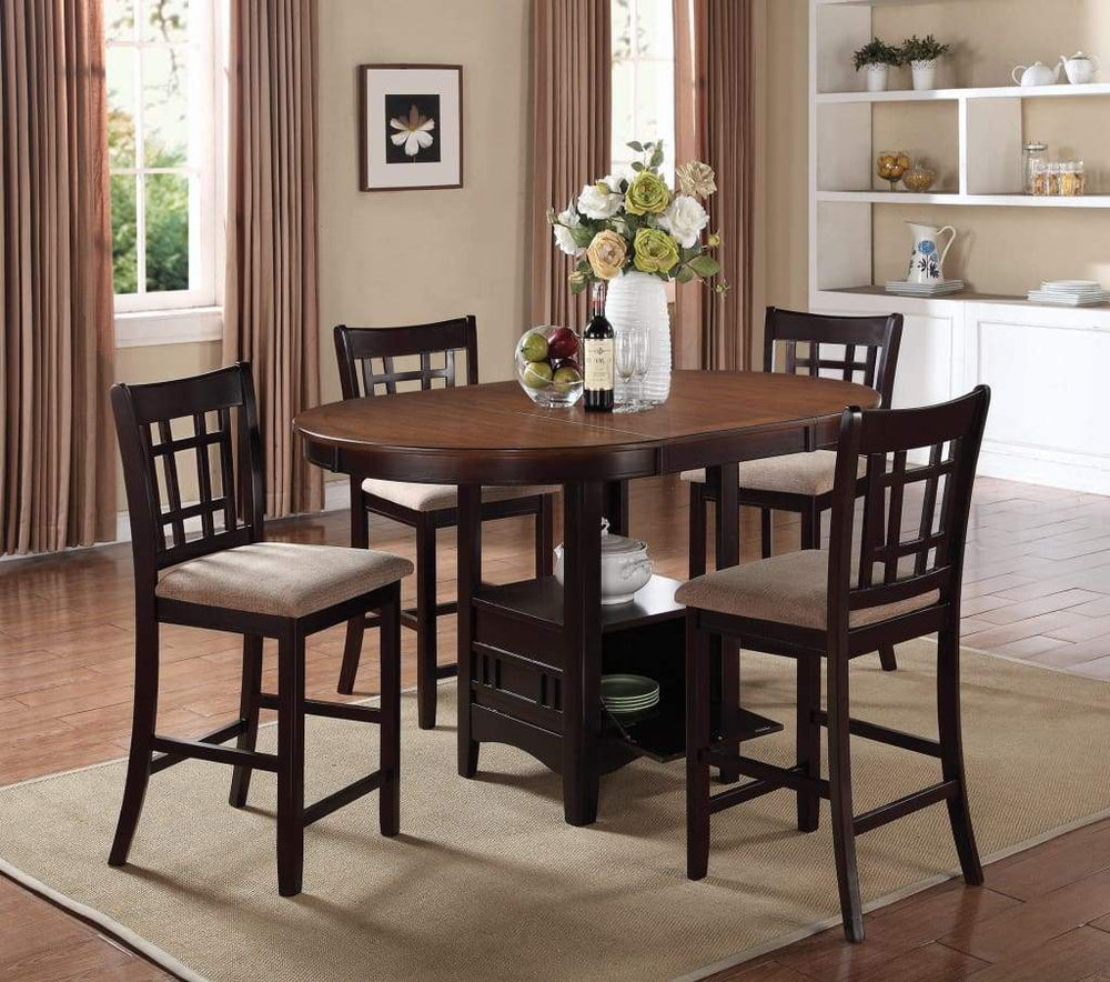 Dining Table | Counter Height | Dual Tone | Storage Base | Brown
