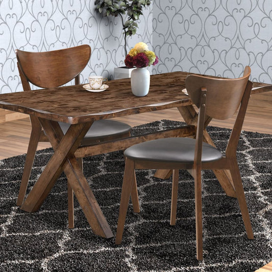 Quaint Dining Side Chair with curved Back, Brown & Black, Set of 2