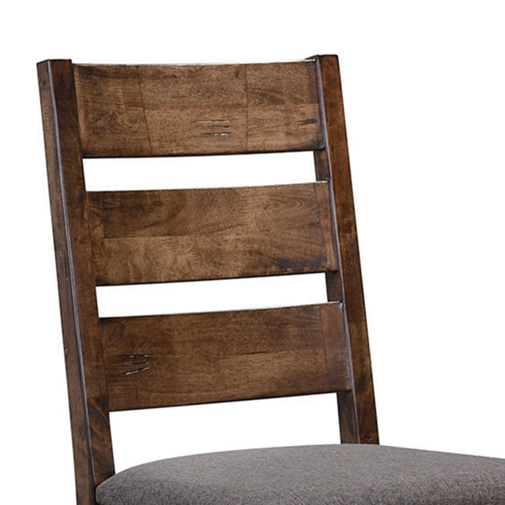 Wooden Ladder Back Dining Chair Gray & Brown Set of 2 CCA-106382