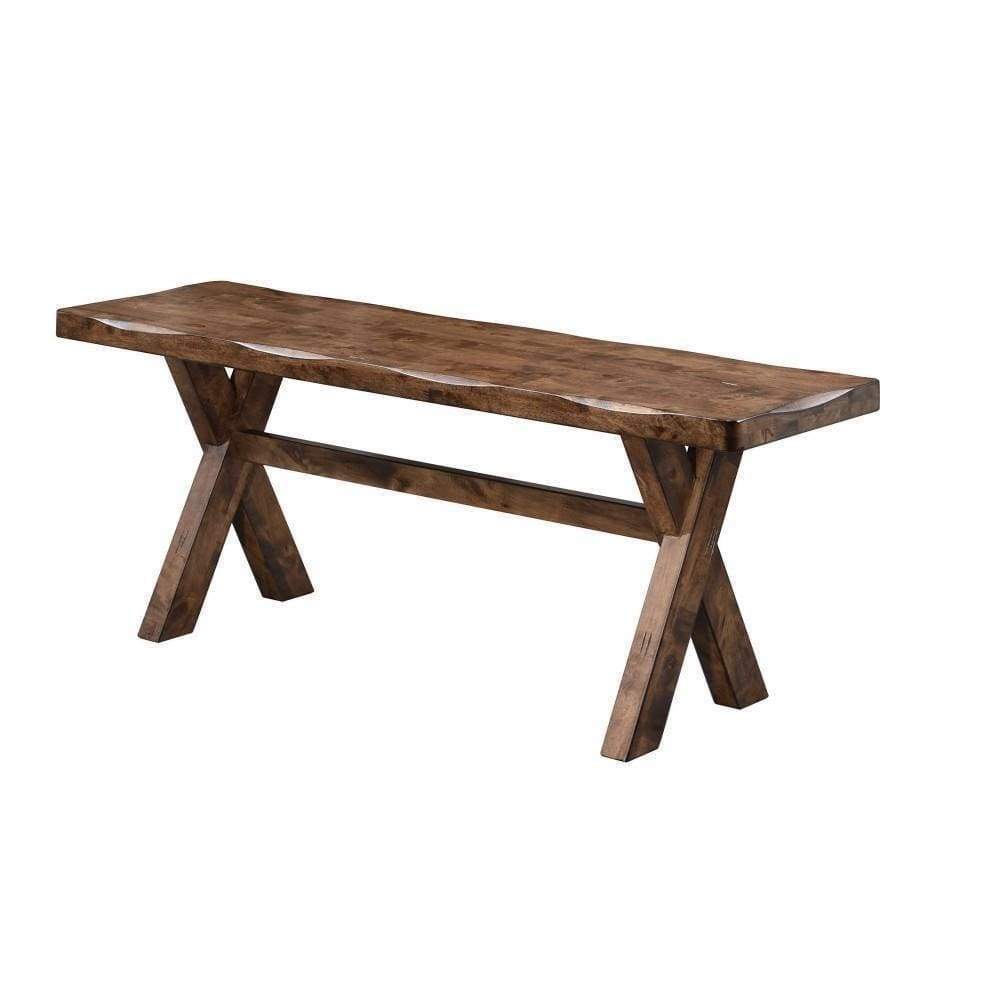 Bench | Wood Trestle Style Base | Brown Finish