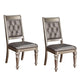 Wooden Dining Armless Chair With Tufted Back Gray & Silver Set of 2 CCA-106472