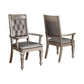 Wooden Dining Armless Chair With Tufted Back Gray & Silver Set of 2 CCA-106472