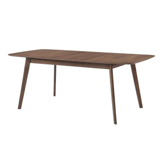 Rectanglular Wooden Dining Table With Round Corners, Walnut Brown-Coaster