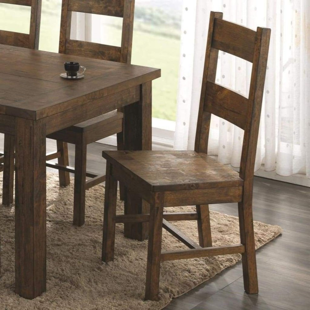 Chambr Armless Wooden Dining Side Chair, Rustic Golden Brown, Set of 2