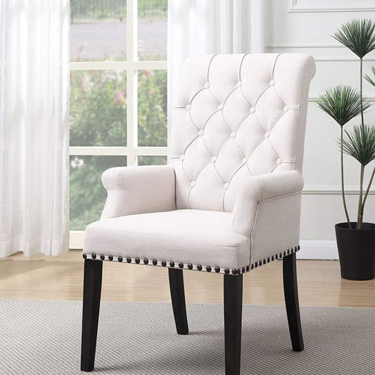 William Dining Chair | Parson Style | Beige Smokey Black