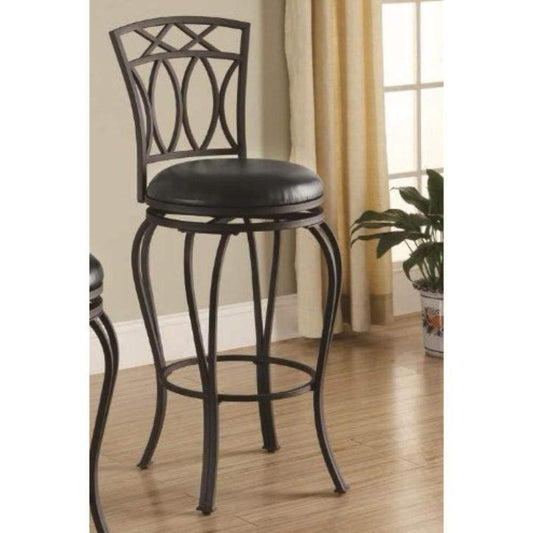 Elegant Metal Barstool with Black Faux Leather Seat