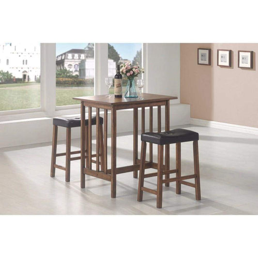 3 Piece Counter Height Set, Brown By Coaster