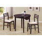 3 Piece Dining Set with Drop Leaf Table, Brown By Coaster