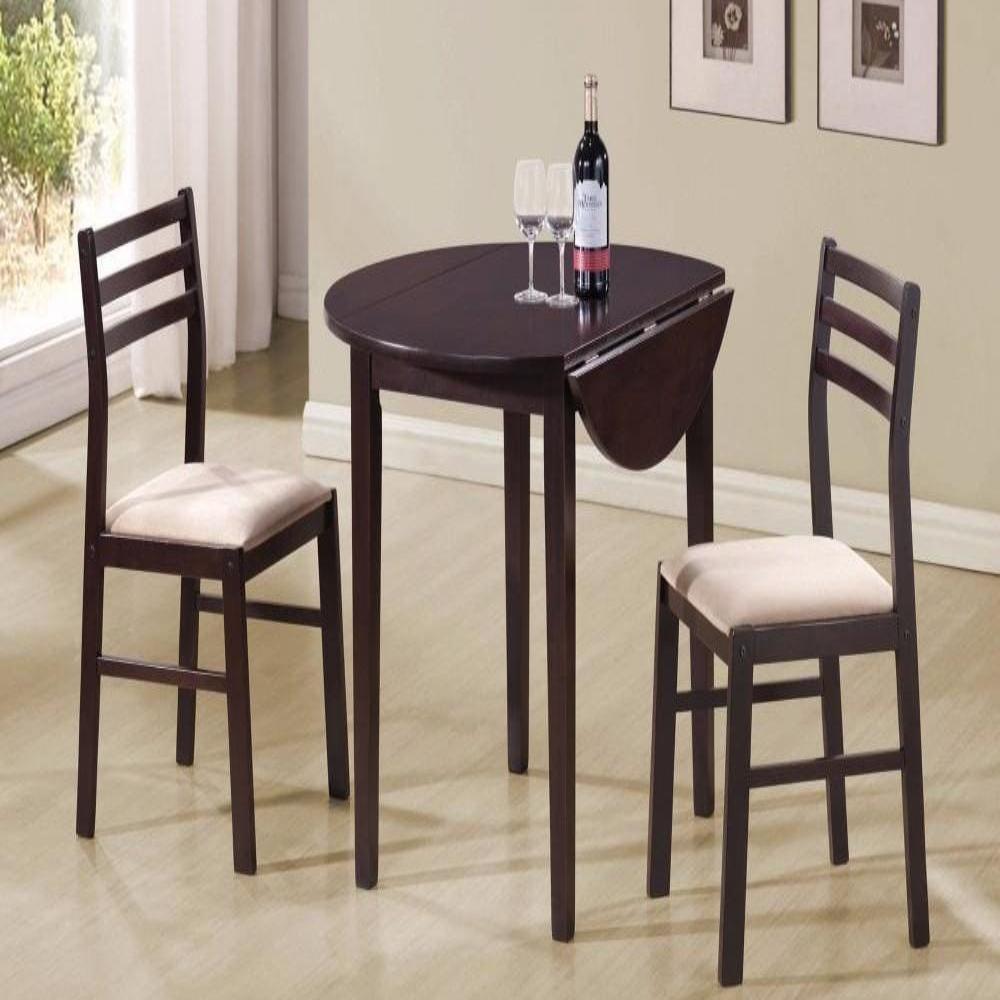 Dining Table Set | 3 Piece | Transitional Wood | Brown Finish