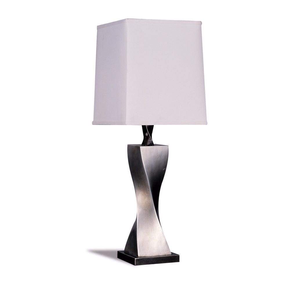 Table Lamp Set of 2 | Square Shade | Twist Design | White Silver