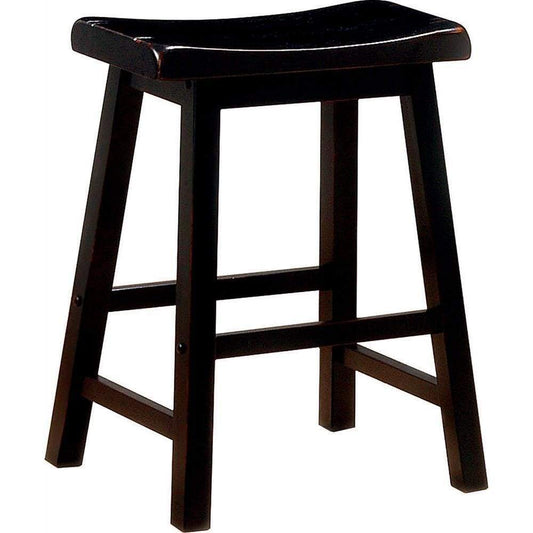 Wooden Casual Counter Height Stool, Dark Brown, Set of 2