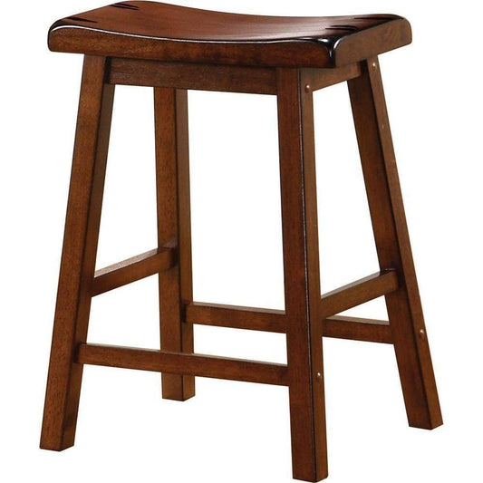 Wooden Casual Counter Height Stool, Chestnut Brown, Set of 2