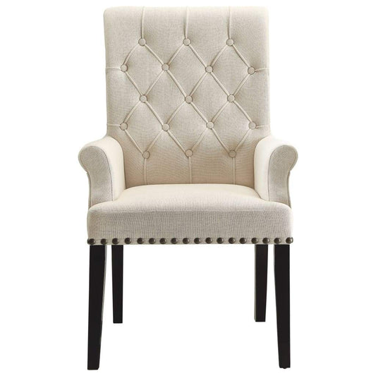 Dining Chair | Diamond Tufted | Cream Upholstery | Smokey Black