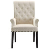 Dining Chair | Diamond Tufted | Cream Upholstery | Smokey Black