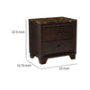 2 Drawer Wooden Nightstand with Faux Marble Top Cappuccino Brown CCA-200422