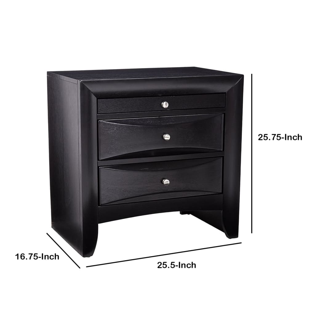 Wooden 2 Drawer Nightstand with tray Black CCA-200702