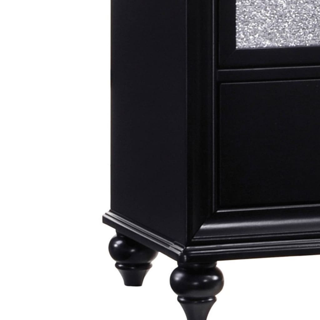 Two Drawers Wooden Night Stand with Acrylic Drawer Front Black CCA-200892
