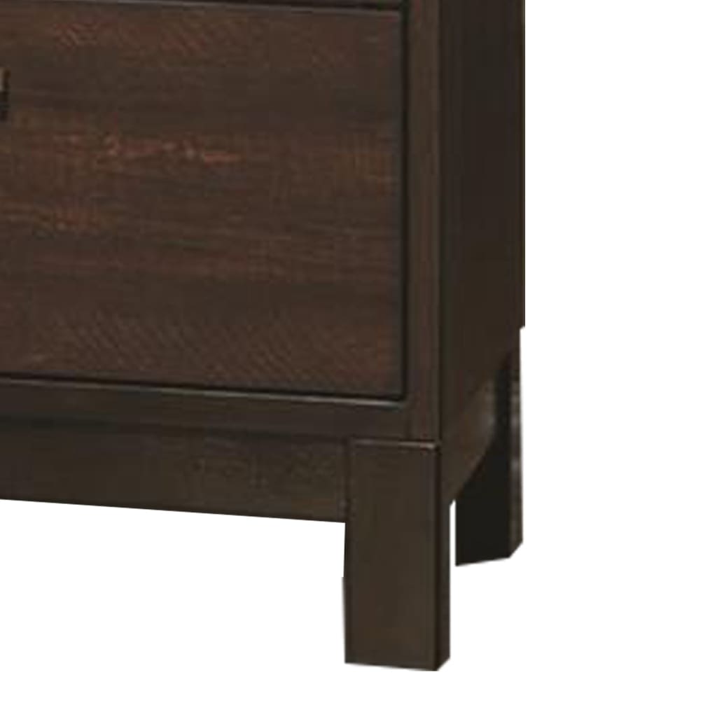 Wooden Nightstand with Two Drawers and Metal Bar Handles Brown CCA-204352