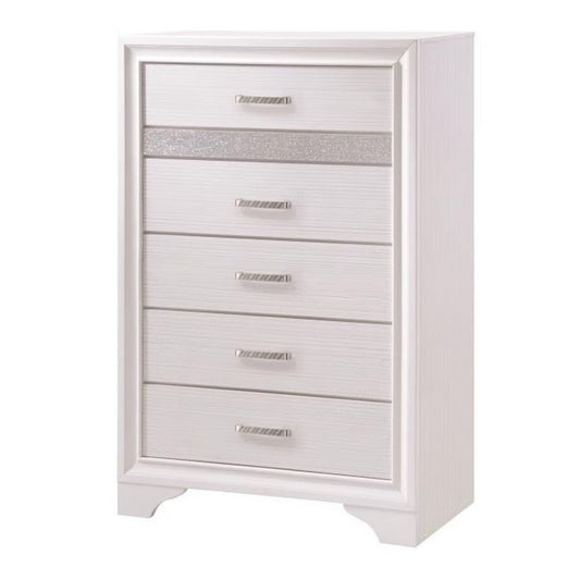 Wooden Drawer Chest with Hidden Jewelry Tray, White By Casagear Home