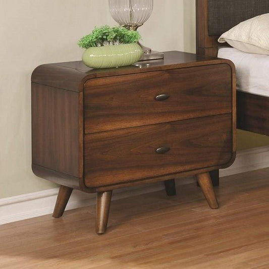 Wooden Nightstand with 2 Drawers, Dark Walnut Brown - By Casagear Home