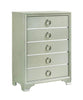 Five Drawers Wooden Dresser with Oversized Ring Handles, Silver - 222725