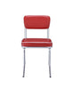 Leather Upholstered Metallic Retro Dining Side Chair Red Set of 2 CCA-2450R