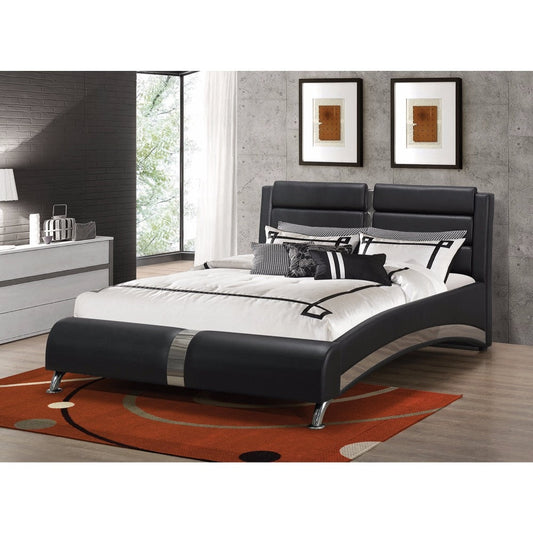 Modern Upholstered Queen Size Bed, Black By Casagear Home