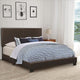 Platform Bed | Queen Size | Brown Vegan Faux Leather Upholstery