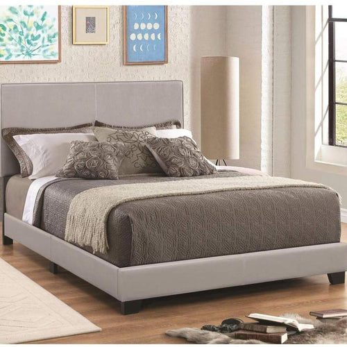 Platform Bed | California King | Gray Leather Upholstery