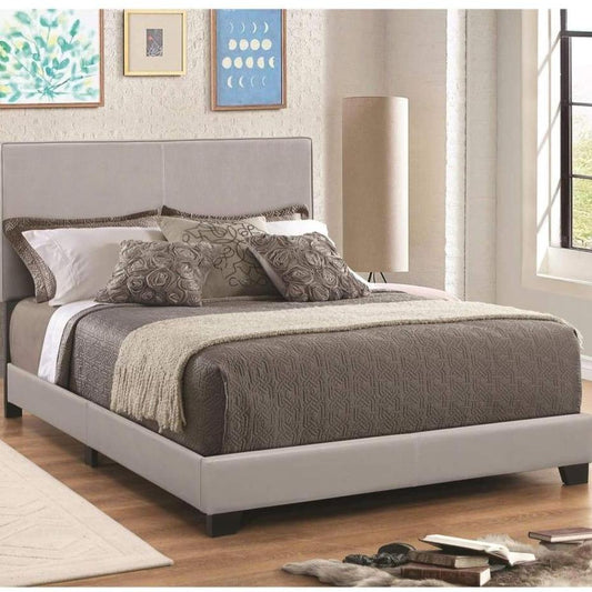 Platform Bed | California King | Gray Leather Upholstery