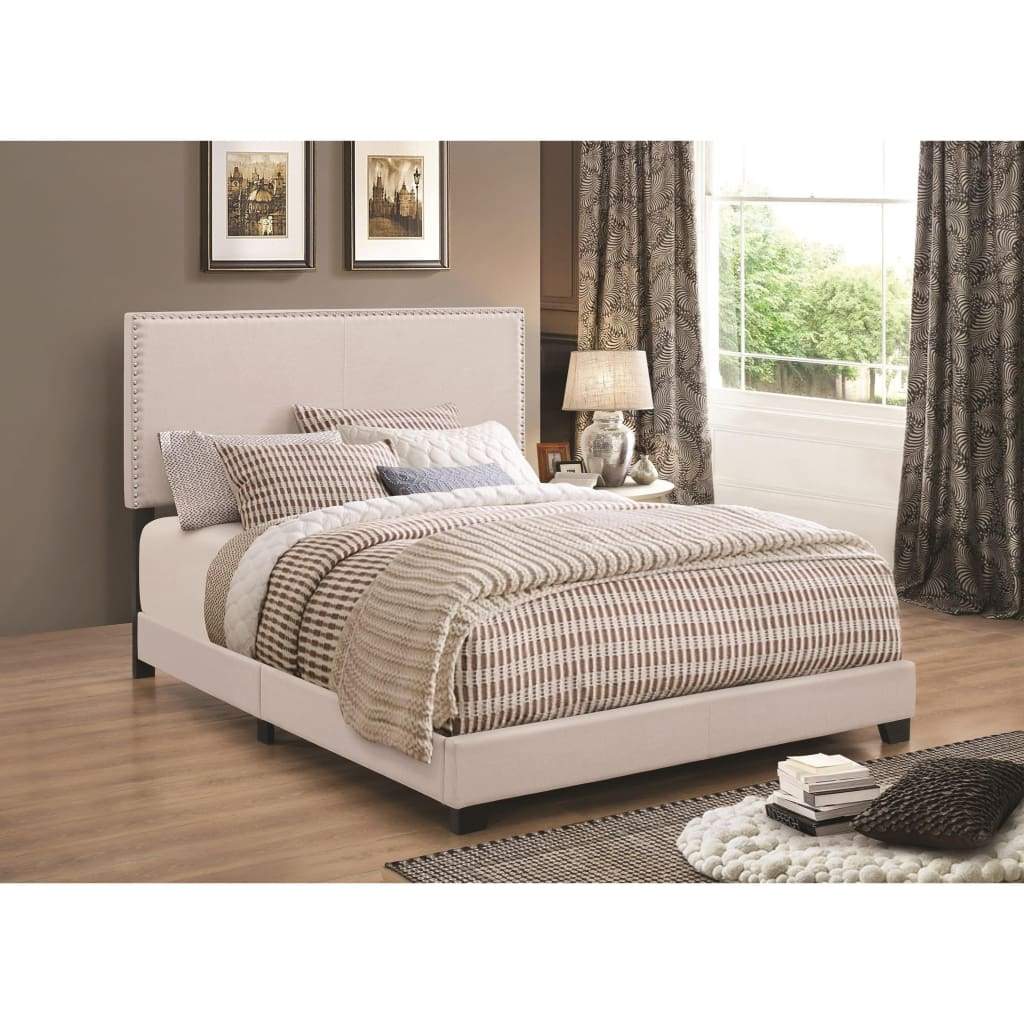 Platform Bed | California King | Crisp Ivory Upholstery