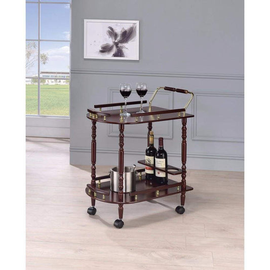 2-Tier Traditional Serving Cart, Brown By Casagear Home