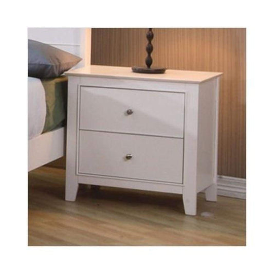 Contemporary Nightstand With 2 Drawers, White