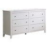 53 Inch Wood Dresser, 6 Drawers, Metal Knobs, White By Casagear Home