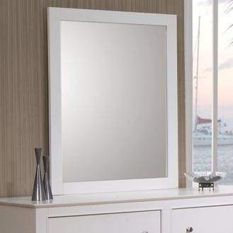 Fine Lined Transitional Mirror, White