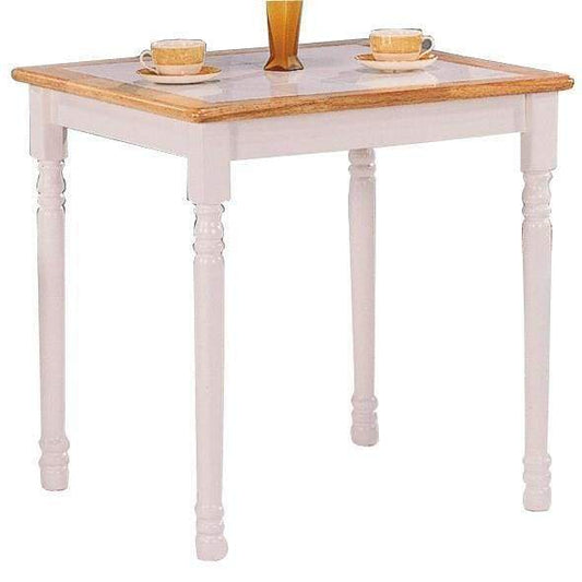 Square Wooden Dining Table, Natural Brown and white