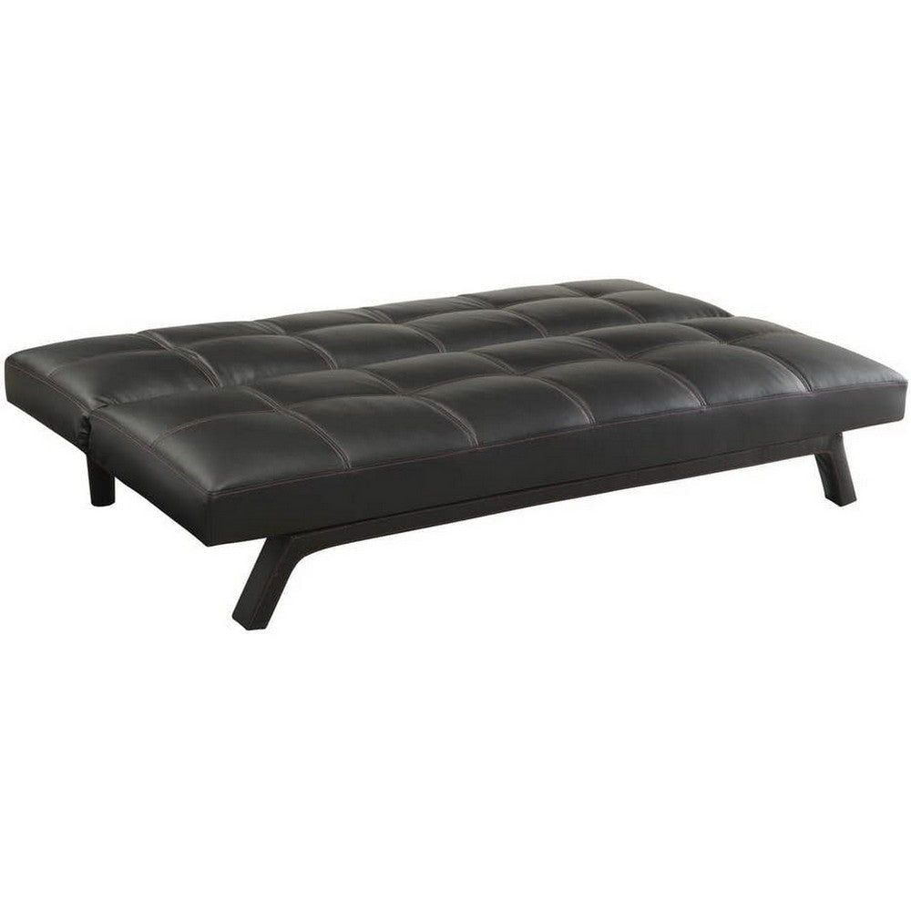 74 Inch Modern Futon Sofa Bed Fully Upholstered Square Stitching Black By Casagear Home CCA-500765