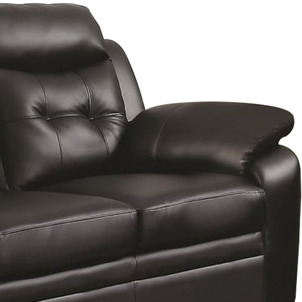 Contemporary Faux Leather & Wood Sofa With Padded Armrests Rich Black By Casagear Home CCA-506551