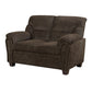 Transitional Chenille Fabric & Wood Loveseat With Cushioned Armrests, Brown By Casagear Home