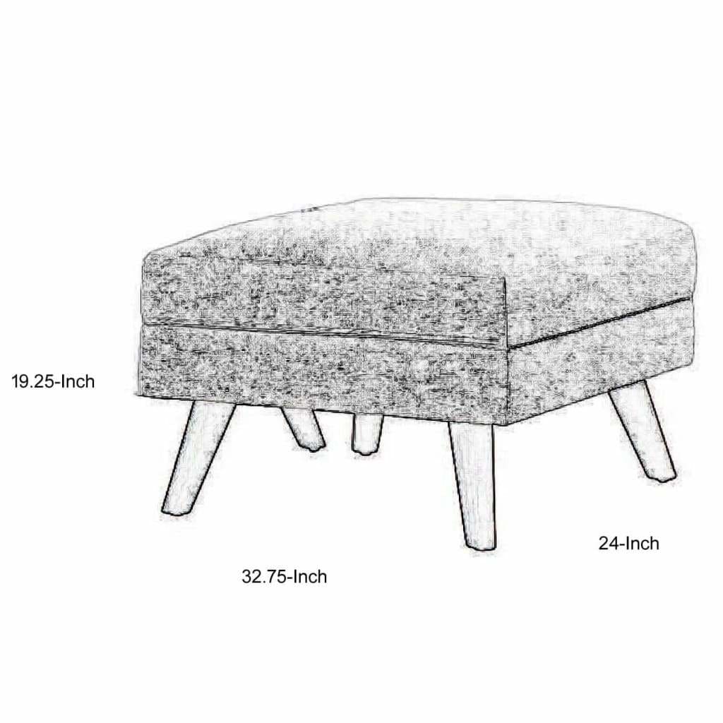 Fabric Upholstered Ottoman With Tappered Wooden Legs Light Gray and Brown - 551303 CCA-551303