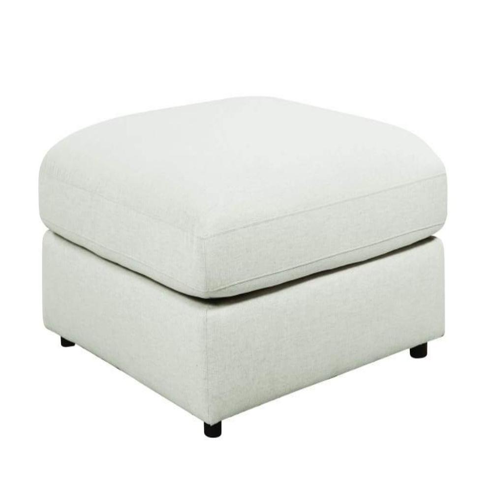 Ottoman | Fabric Upholstered | Loose Cushion | Beige Wood Frame