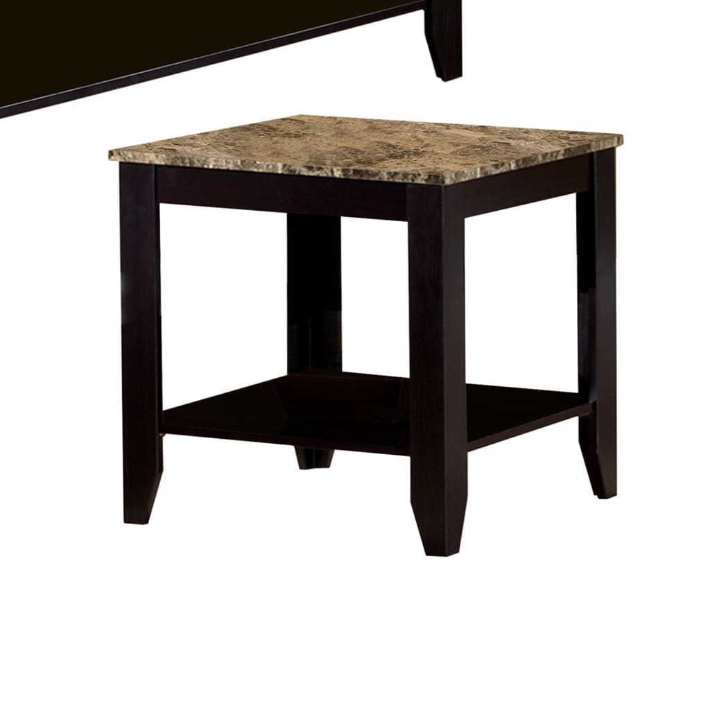 Artistic 3 piece occasional table set with Marble Top Brown CCA-700155