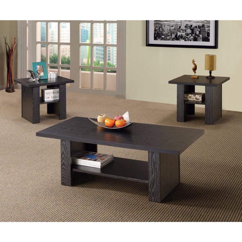Bewildering rich black 3 piece occasional table set