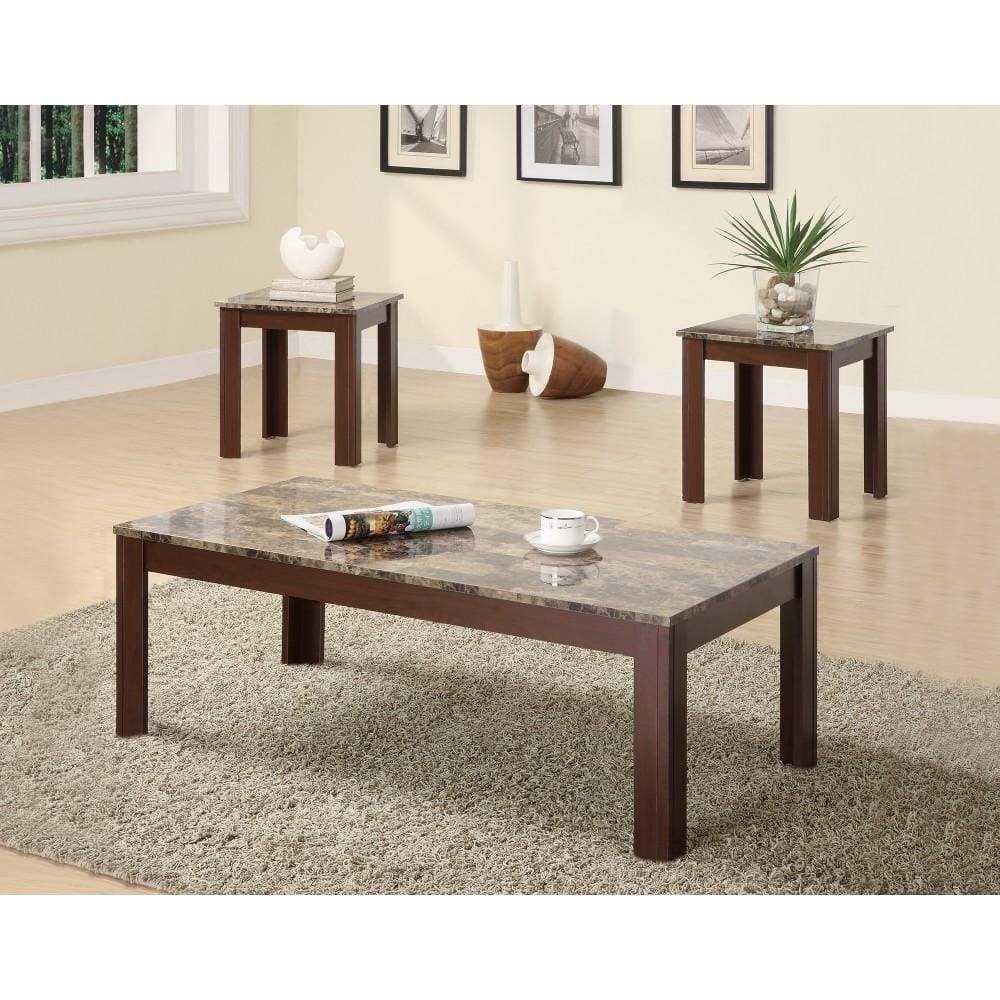 Solid Modern Style 3 piece occasional table set, Brown