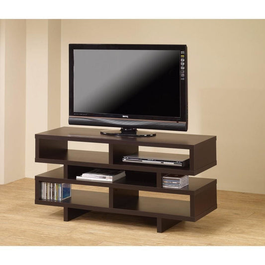 Contemporary TV Console with Open Storage, Brown